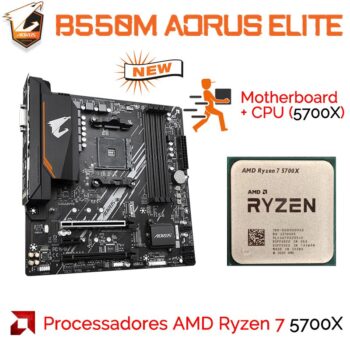Placa-mãe Gigabyte B550M AORUS Elite + AMD Ryzen 7 5700X