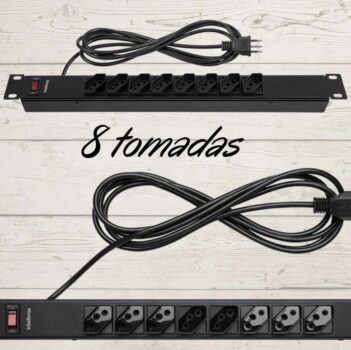 Protetor Eletrônico com 8 Tomadas para Rack EPR 208+ Preto Intelbras