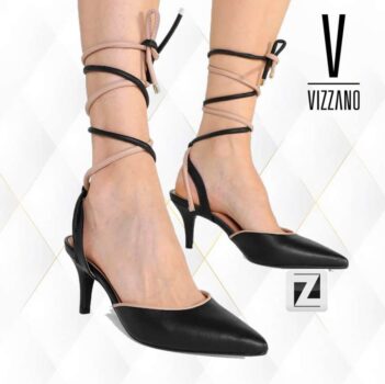 Scarpin Vizzano Salto Baixo Fino Amarração