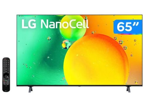 Smart TV 65'' LG 4K NanoCell 65NANO80 2022 Inteligência Artificial AI ThinQ Smart Magic Google Alexa Preto