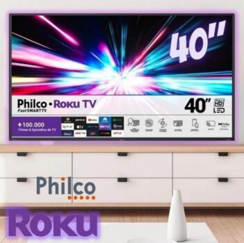 Smart TV LED 40" Philco Roku PTV40G65RCH Full HD HDMI Preta com Conversor Digital Integrado