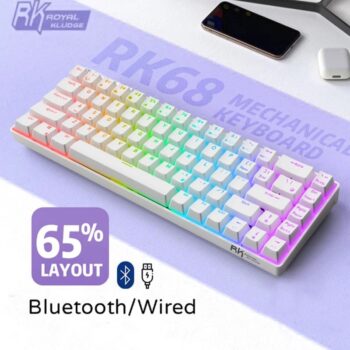 Teclado Mecanico Sem Fio Royal Kludge RK68 65% Hot Swap