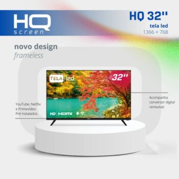 TV LED 32 HD HQ Conversor Digital Externo 2 HDMI 1 USB Design Slim