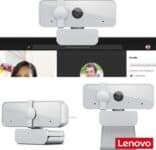 Webcam Lenovo 300 Full HD Com 2 Microfones Integrados 1080p 30fps USB Cinza Claro GXC1E71383