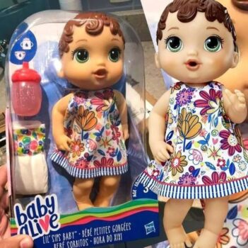 Brinquedo Boneca Baby Alive Hora do Xixi Morena - Com roupinha removível e acessórios - E0499 - Hasbro