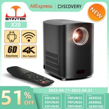 BYINTEK X20 Projetor Portátil Mini LED,  1080P, Suporte 4K - Estoque no Brasil