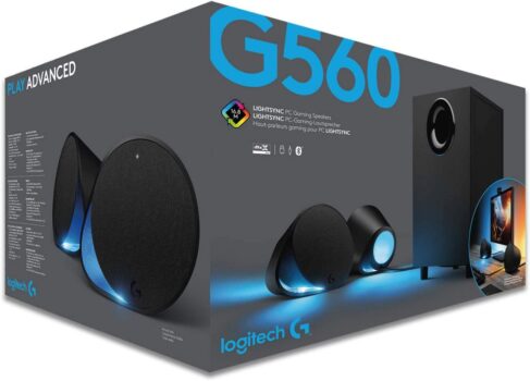 Caixa de Som RGB para Jogos Logitech G560 Sistema 2.1 com Lightsync, Altos-Falantes para Computador