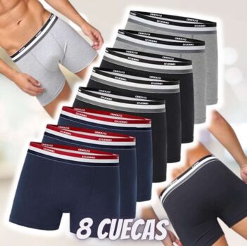 Kit 8 Cuecas Boxer Algodão, Duomo, Masculino