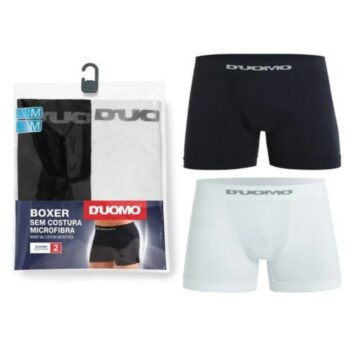 Kit Cueca Boxer D'uomo Sem Costura 2 Pecas - Preto/Mescla