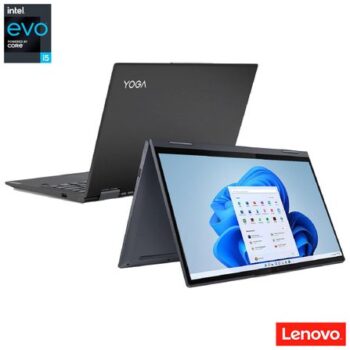 Notebook Lenovo, Intel® Core? i5 1135G7, 8GB, 512GB SSD, Tela de 14, Intel Iris® Xe, Grafite, 82LW0003BR - Yoga 7i