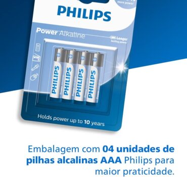 Pilha Philips alcalina AAA 1.5V com 4 unidades LR03P4B/59