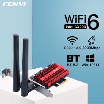 Placa de Rede PCIE WiFi 6 + Bluetooth 5.2 Fenvi