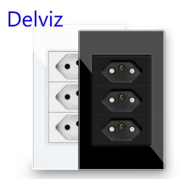 Tomada 3 Sockets com painel de vidro DELVIZ
