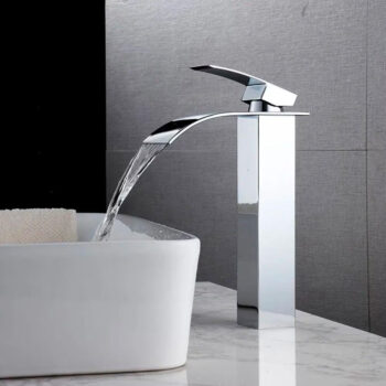 Torneira Cascata Alta com Misturador Monocomando Cromada de Bancada Belcca TCA01C-BL