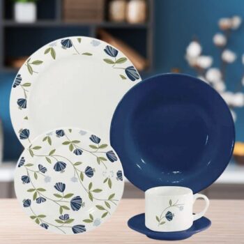 Aparelho de Jantar Oxford Biona Donna Floral Azul em Cerâmica com 20 Peças