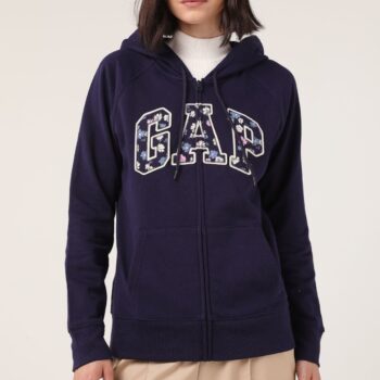 Blusa de Moletom Aberta GAP Logo Azul-Marinho