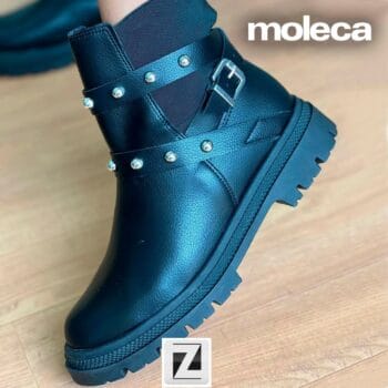 Bota Biker Cano Curto Moleca Com Apliques Tratorada Feminina