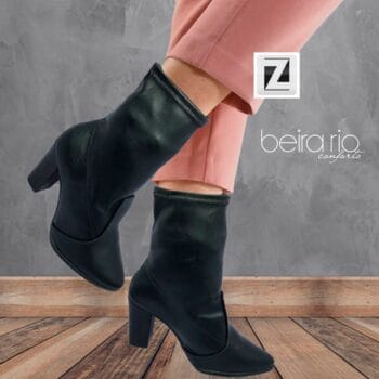 Bota Cano Curto Beira Rio Bico Fino Salto Bloco Feminina