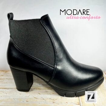 Bota Chelsea Cano Curto Modare Salto Bloco Alto Feminina