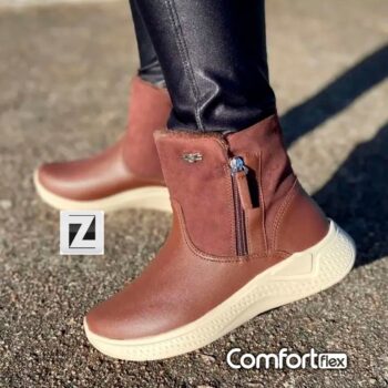 Bota Comfortflex Cano Médio Zíper Lateral Feminina