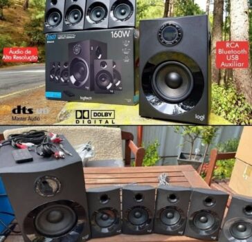 Caixa de Som Multimidia Logitech Z607, Som Surround 5.1, Bluetooth e 3,5mm, Rádio FM, USB e Leitor SD - 980-001321