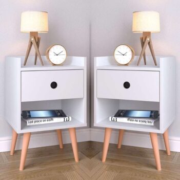 Conjunto Kit 2 Mesas de cabeceira Compacta Retrô Mesinha Canto Quarto Lateral Cama Com Gaveta e Nicho Para Decoração e Organização Cantinho Descanso Decore - Branco - Lojas RPM