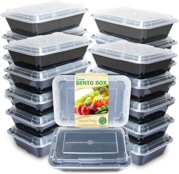 Enther Recipientes para preparação de refeições Compartimento único, 20 Pack 1 Compartment, Microwave/Dishwasher/Freezer Safe,Portion Control (28 oz), 1