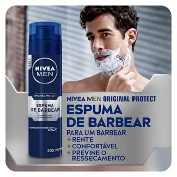 Espuma de Barbear Original Protect - Ativos hidratantes, previne o ressecamento e irritações, com Aloe Vera e Glicerina - 200ml