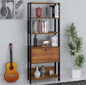 Estante Organizadora com porta basculante MATCH cor Pinho/Preto - Artely
