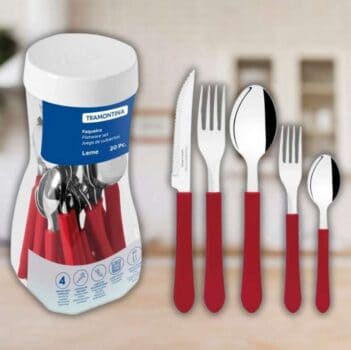 Faqueiro Inox 20 peças Leme Vermelho - Tramontina