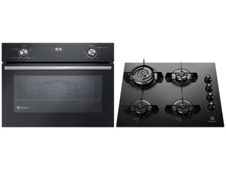 Forno Elétrico de Embutir Electrolux de Convecção - com Timer 50L + Cooktop 4 Bocas a Gás GLP Preto