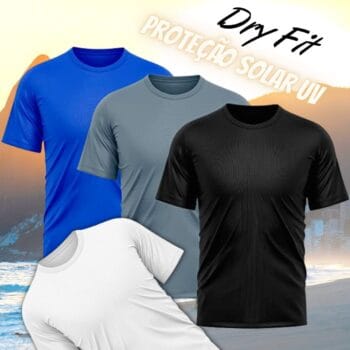 Kit 4 Camisetas Masculina Dry Fit Proteção Solar UV Básica Lisa Treino Academia Ciclismo Camisa