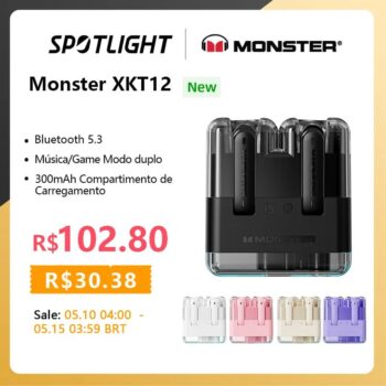 Monster XKT12 Fone Bluetooth 5.3 Cupom