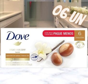 Pack Sabonete em Barra Óleo de Karité e Baunilha Dove Delicious Care Cartucho 6 Unidades de 90g Cada Leve Mais Pague Menos, Dove