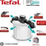 Panela de Pressão 7L Tefal OptiSpace em Inox com Fundo Triplo e Cesto de Vapor