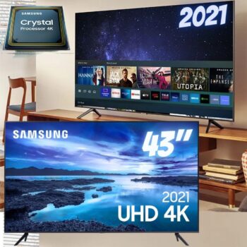 Smart TV 43” UHD Crystal 4K Samsung 43AU7700 Wi-Fi Bluetooth HDR Alexa Built in 3 HDMI 1 USB