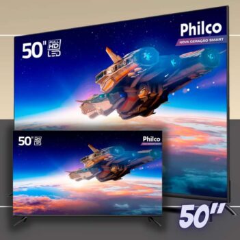 Smart TV LED 50" 4K Philco PTV50G70SBLSG com HDR, Processador Quad Core, GPU Triple Core, Dolby Audio, Mídia Cast, Wi-Fi, HDMI e USB