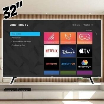 Smart Tv LED Hd 32 Polegadas AOC Sistema Roku TV Wi-Fi HDMI 32S5135/78G