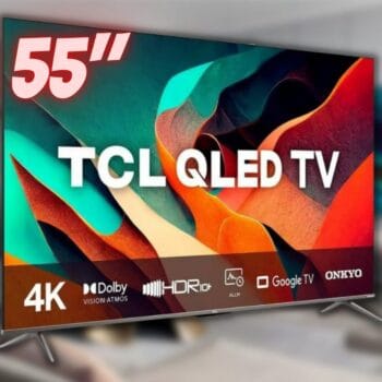 Smart TV QLED 55" 4K TCL C635 Google TV, 120 Hz-DLG, Dolby Vision e Atmos, Onkyo, Comando de Voz à Distância, Google Assistant e Design Sem Bordas