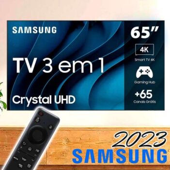Smart TV Samsung 65" UHD 4K 65CU7700 2023, Processador Crystal 4K