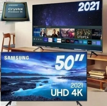 Smart TV Samsung UHD Processador Crystal 4K 50AU7700 Tela Sem Limites Visual Livre de Cabos 50" 50"