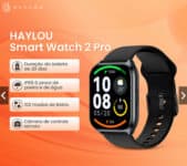 Smartwatch HAYLOU 2 Pro - Tela 1.85", Bluetooth 5.3, Monitoramento de Sono e de Frequência Cardiaca.