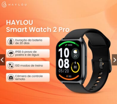 Smartwatch HAYLOU 2 Pro - Tela 1.85", Bluetooth 5.3, Monitoramento de Sono e de Frequência Cardiaca.