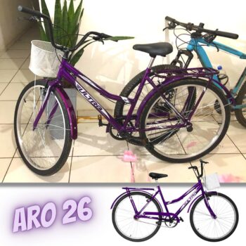 Bicicleta de Passeio Ultra Bikes Esporte Summer Vintage Retrô Aro 26 Reforçada Freio V-Brake Lilás