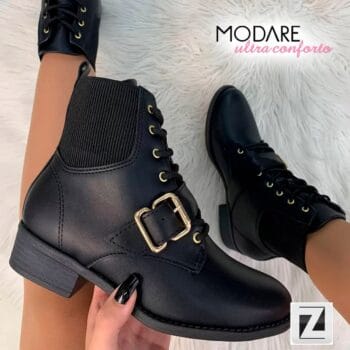 Bota Coturno Cano Curto Modare Fivela Feminina