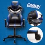 Cadeira Gamer Reclinável Moob Fire Giratória Preto/Azul