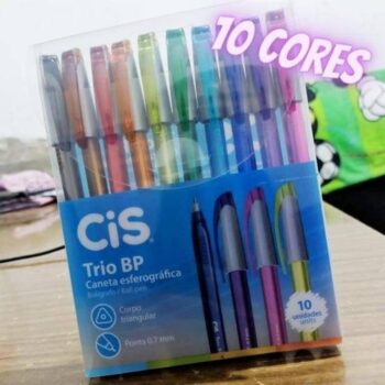 Caneta Esferográfica Trio Bp 10 Cores, CIS