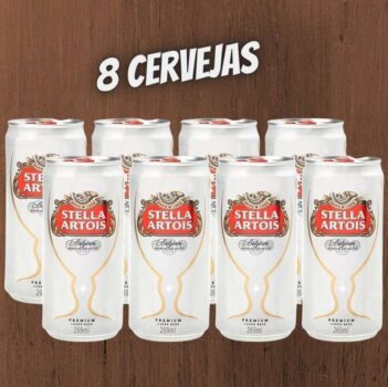 Cerveja Stella Artois Puro Malte - Premium American Lager 8 Unidades Lata 269ml