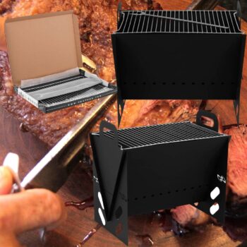 Churrasqueira Dobrável Móvel Maleta Camping Slim Pro Tork Texas Grill Slim Preto + Grelha e Garfo