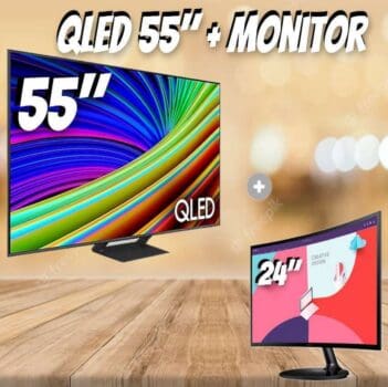 Combo Samsung Smart TV QLED 4K 55" Q65C + Monitor Samsung S36C 24"